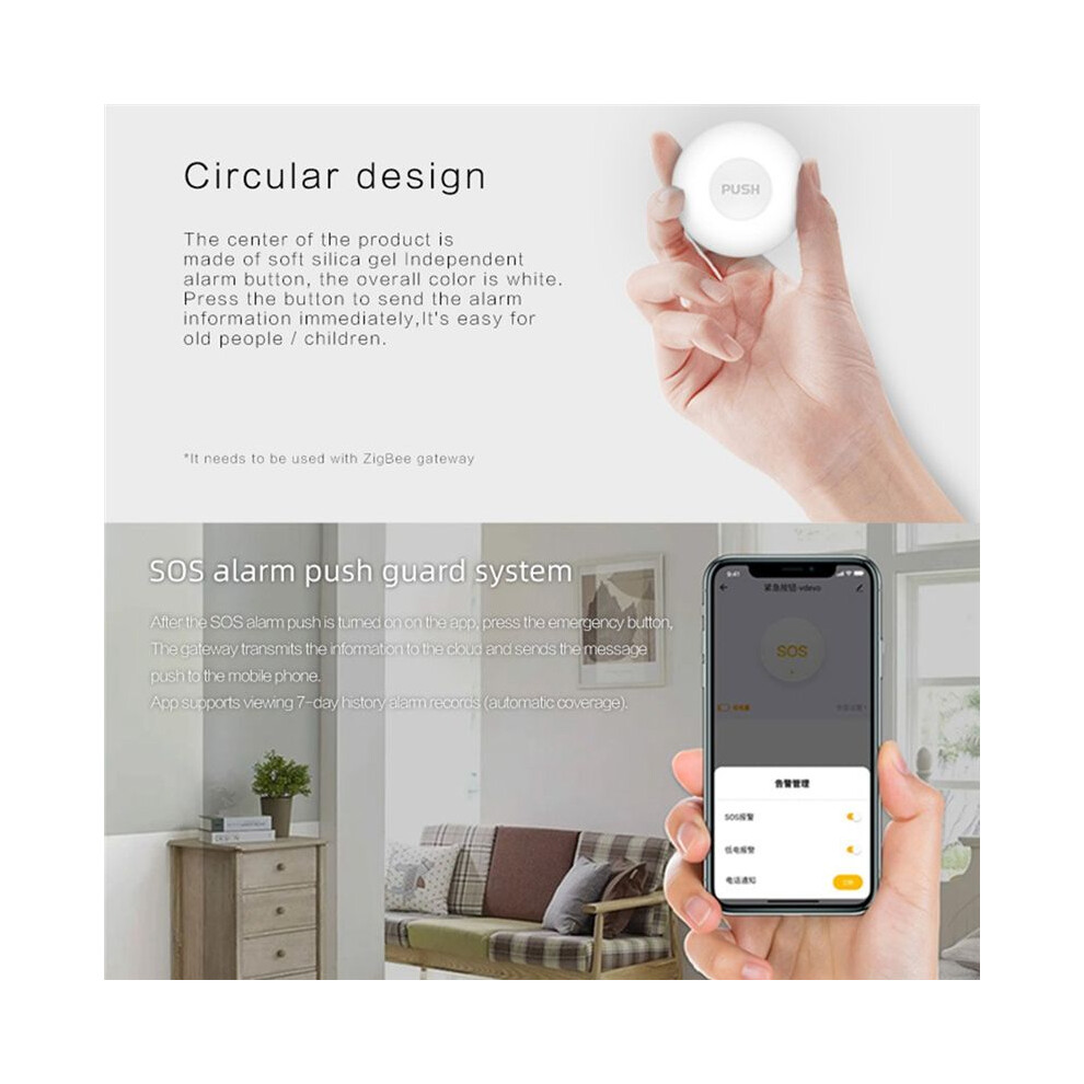 Tuya Smart Life Zigbee One-Key Alarm Sos Emergency 4851707678926