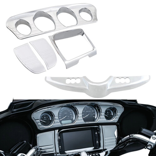 5Pcs Motorcycle Chrome Inner Fairing Tri-Line Gaug 2