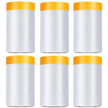 6 Pack Tape and Drape, 1.8X62.3 Ft Pre-Taped Maski