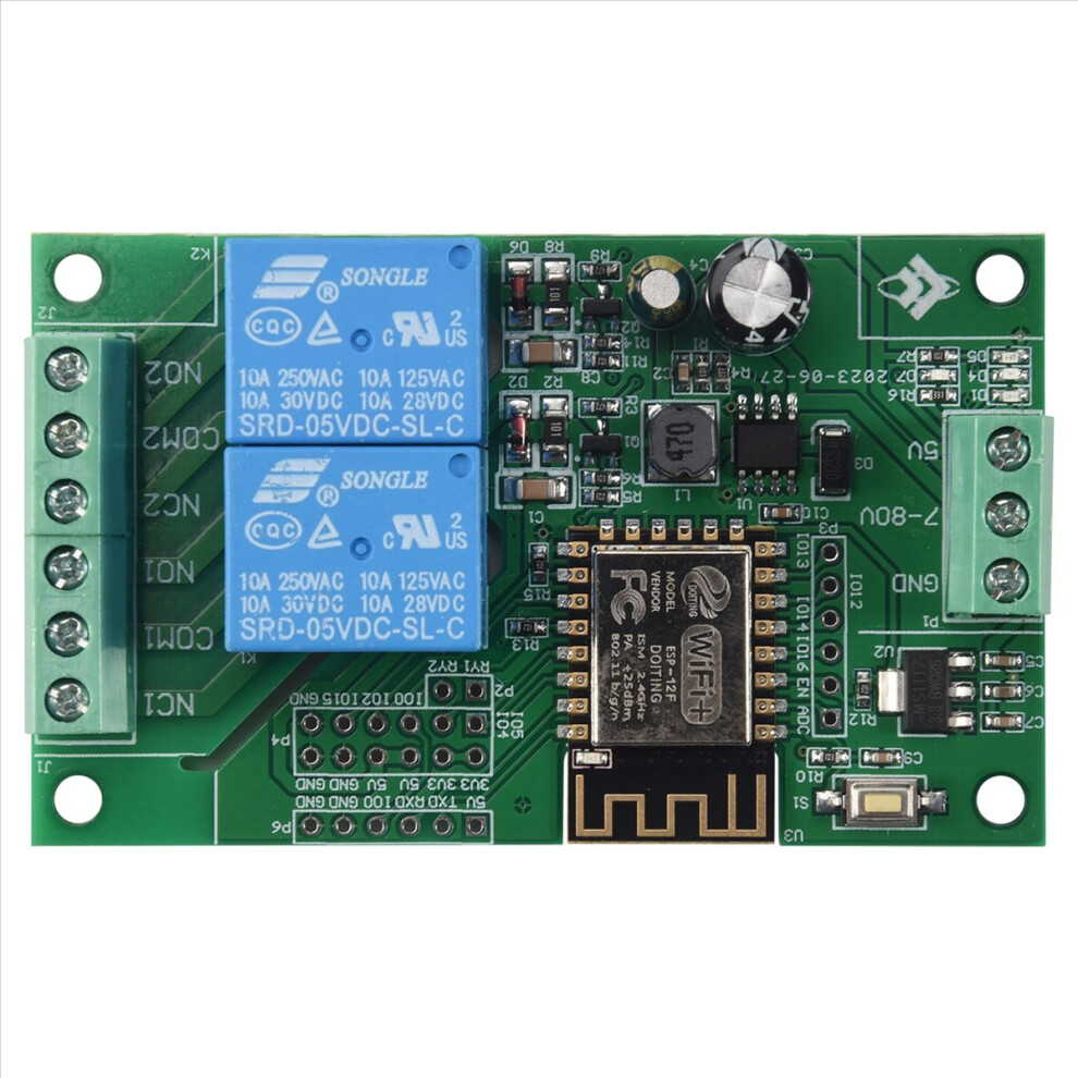 Esp8266 Esp-12F Wifi Relay Module 2Channel 5V/8-80 4852581968219