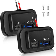 2PCS 12V/24V RV USB Outlet, Dual PD3.0 Type-C (USB
