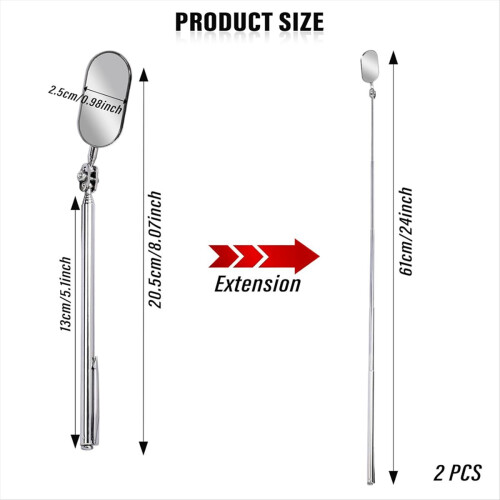 2 PCS Telescopic Inspection Mirror, Car Retractabl 2
