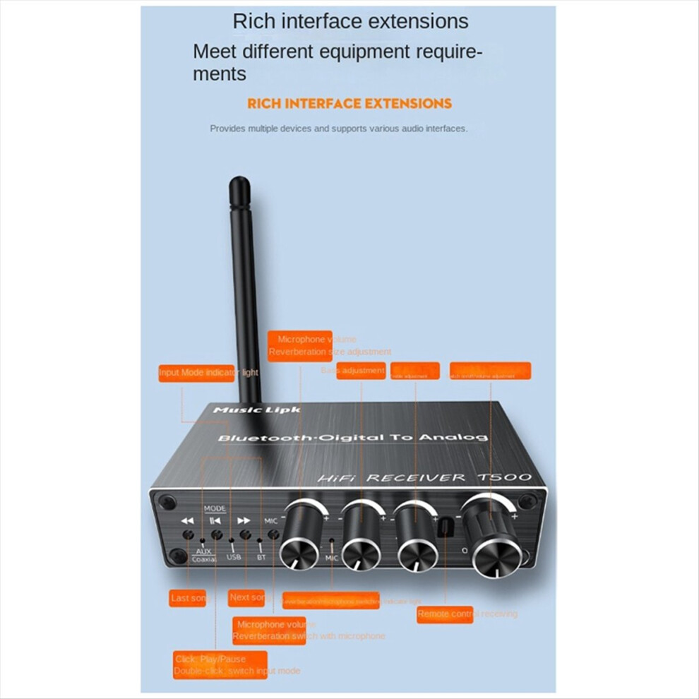 Bluetooth 5.3 Audio Receiver Aux/Coaxial / Mic/Usb 4852581953574
