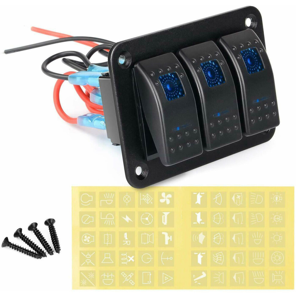 3 Gang Aluminum Panel Toggle Dash 5 Pin On/Off Pre 4851707677967