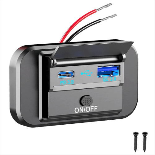 12-24V QC3.0 PD3.0 Ports Quick Charger with Switch