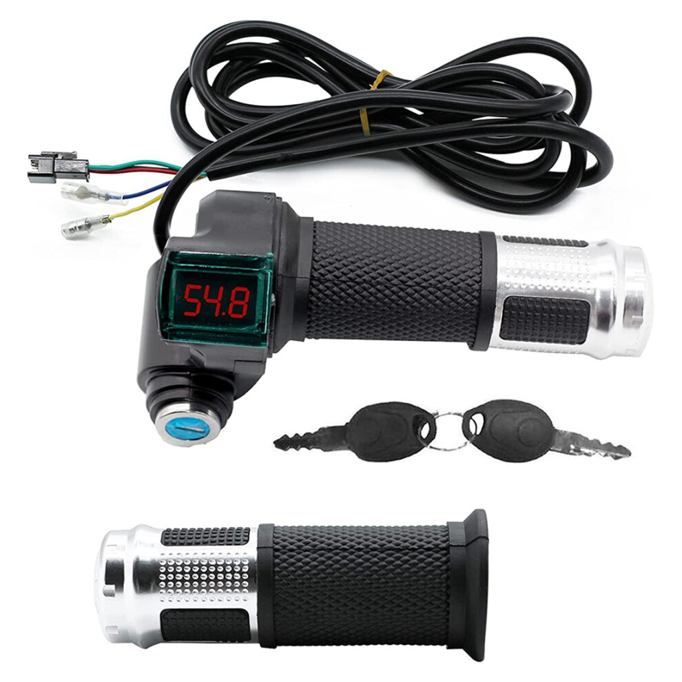 1Pair Electric Bicycle Throttle Grip With Lcd Batt 4851707600019