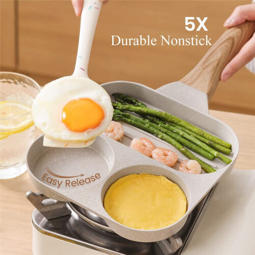 Egg Pan Nonstick, Frying Skillet, 3-In-1 Breakfast 2