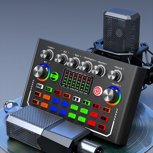 F009 Audio Mixer Live Sound Card with DJ Effects a 1