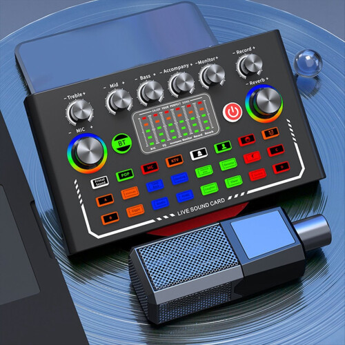 F009 Audio Mixer Live Sound Card with DJ Effects a 2