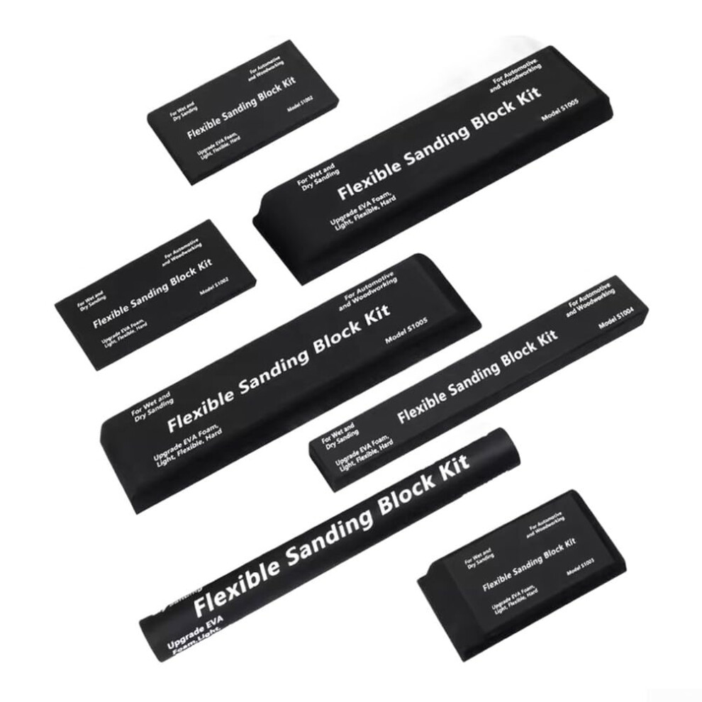 Set Of Seven Flexible Eva Sanding Blocks For Wet And Dry Sanding In Woodworking And Automotive Body Projects 9339159619445