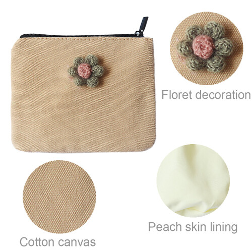 Portafoglio con cerniera in cotone, resistente nylon Oxford per donna con design che garantisce privacy e riservatezza, e design portatile, adatto 2