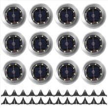 12 Pack Solar Lights Outdoor Garden 8 LED Disk IP6