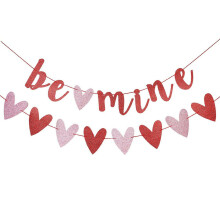 Vorgefertigte Partygirlande, romantisches Valentinstagsbanner mit glitzernden Herzen, wiederverwendbare Papierdekoration für Hochzeiten, einfacher