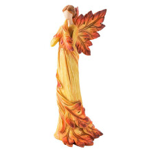 Statua di cherubino inginocchiato in preghiera, statuetta di angelo in preghiera con ali a foglia d'acero, squisita opera d'arte in resina per la