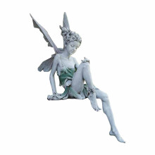 Statuette di angeli da giardino, sculture in resina ispirate alle leggende del folklore europeo per decorazioni esterne, fata dei fiori "Sorridi e