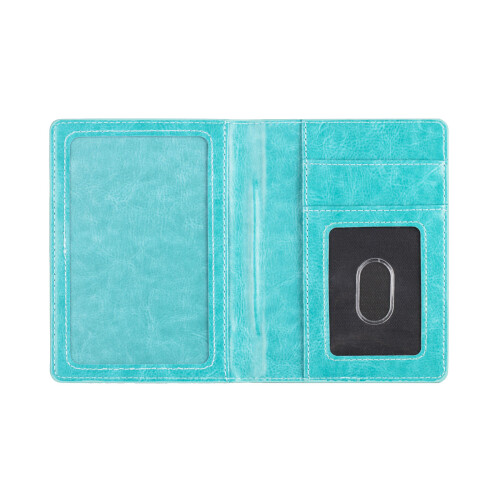Practical PU Leather Passport Wallet Elegant Embossed-Lake blue