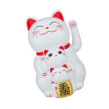 Chats chanceux agitant des bras solaires agitant des-Blanc