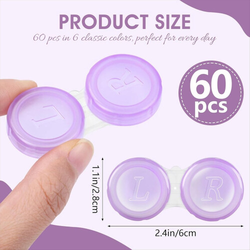 60 Pack Contact Lens Cases, Cases Bulk in 6 Colors 2