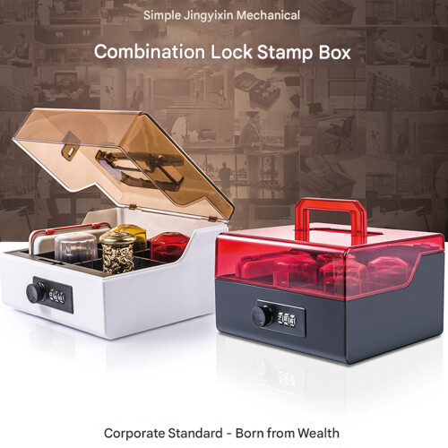 Protective Combination Lock Box with 5 Compartments-black red 1