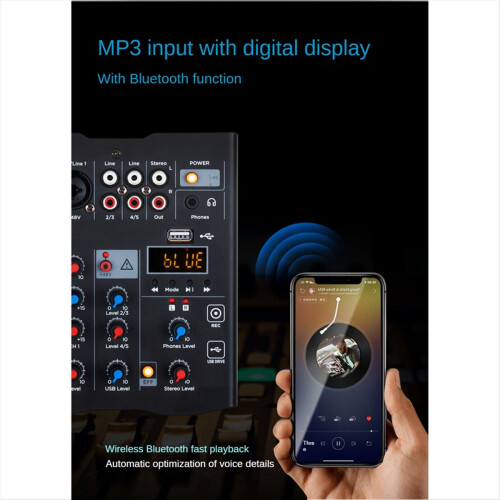 5-Channel Audio Mixer with UHF Wireless Microphone 2