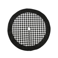 Buffalo Plaid Christmas Tree Skirt, Decorative Tree Skirt for Farmhouse Style Holiday Decoration, Red & Black Check Pattern, Reusable for Home Outdoor