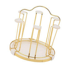 Durable Round 6 Cup Holder Iron Drying Rack for Kitchen-White
