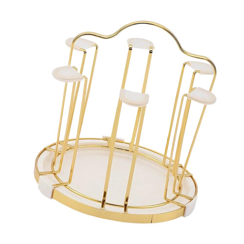 Durable Round 6 Cup Holder Iron Drying Rack for Kitchen-White