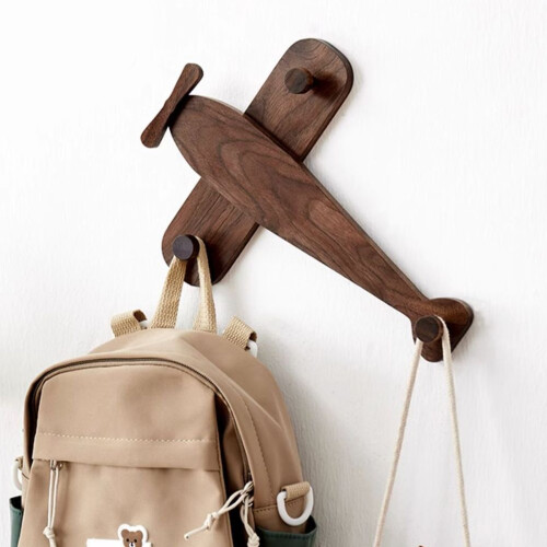 Decorative Solid Wood Airplanes Shape Hook For Wall Mounting In 1