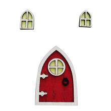 Fantasia da fiaba, set di finestre e porte in miniatura con set di ornamenti da giardino per un'incantevole decorazione fatata da esterno, la porta