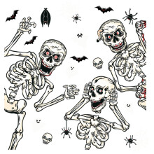 Przerażające naklejki na okna na Halloween, dekoracje szkieletowe, 4 arkusze wielokrotnego użytku naklejek na okna, które zapewnią