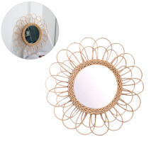 HD Clarity Glass Mirror Bohemian Rattan Mirror, Space-Saving Enhances Home Decor Ideal For Various Rooms Including Restaurants Bedrooms Hallways Bathr