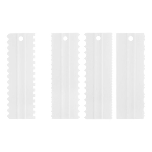 Pack of 4 Strong Decorating Combs with Clip-White 4 piece set
