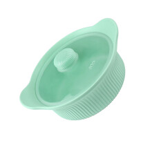 3 Compartments Microwave Pot Multifunctional-green trumpet