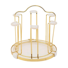 Efficient Water Drainage Round Rack for 6 Cups Iron Made-White