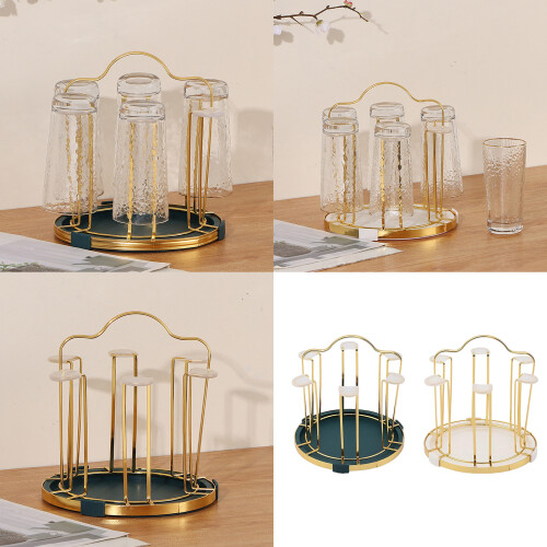 Efficient Water Drainage Round Rack for 6 Cups Iron Made-White 2
