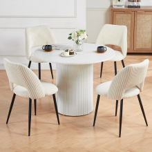 (BEIGE, 4pcs) 2/4 Velvet Dining Chairs Sturdy Metal Legs