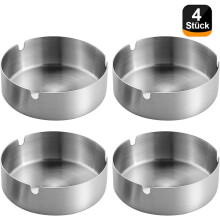 Modern Smoke Companion, Rainproof Stainless Steel Ashtray Set, Non-slip Base Ensures Stability for Indoor Outdoor Settings (Pack of 4)