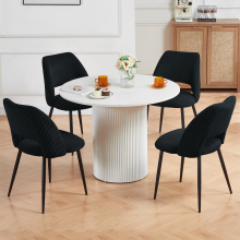 (BLACK, 4pcs) 2/4 Velvet Dining Chairs Sturdy Metal Legs