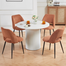 (ORANGE, 4pcs) 2/4 Velvet Dining Chairs Sturdy Metal Legs