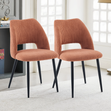 (ORANGE, 2pcs) 2/4 Velvet Dining Chairs Sturdy Metal Legs