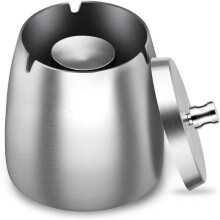 Smokeless Odorless Ashtray, Stainless Steel Heavy Duty Windproof Ashtray, Conical Design for Outdoor Patio Balconies, Anti-slip Anti-scratch Surface f