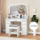 Costway Vanity Desk With Mirror and Lights Dressing Table with Stool Charging Station 4