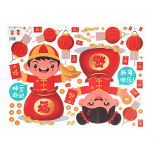 Fensteraufkleber-Set zum Chinesischen Neujahr 2025: Rote Laternen, doppelseitig, wasserfest, PVC, wiederverwendbar, chinesische Schriftzeichen, für
