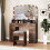 Costway Vanity Desk With Mirror and Lights Dressing Table with Stool Charging Station 3