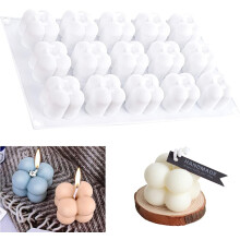 Moldes de silicona para velas de burbujas, material apto para uso alimentario, perfectos para manualidades y repostería, molde de 15 cavidades con 4