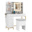 Costway Makeup Vanity Desk with Lighted Mirror And Stool Set With Charging Station 1