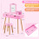 Costway 2-in-1 Vanity Set for Kids Dressing Table and Stool With 2 Large Drawers 2