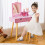 Costway 2-in-1 Vanity Set for Kids Dressing Table and Stool With 2 Large Drawers 9