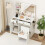 Costway Vanity Desk Dressing Table With Storage Stool and Lighted Mirror 8