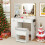 Costway Vanity Desk Dressing Table With Storage Stool and Lighted Mirror 5